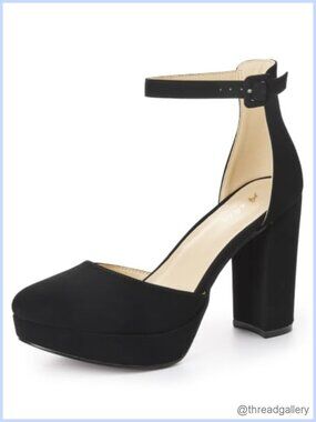 Platform Closed Toe Heels Round Toe Chunky Pumps